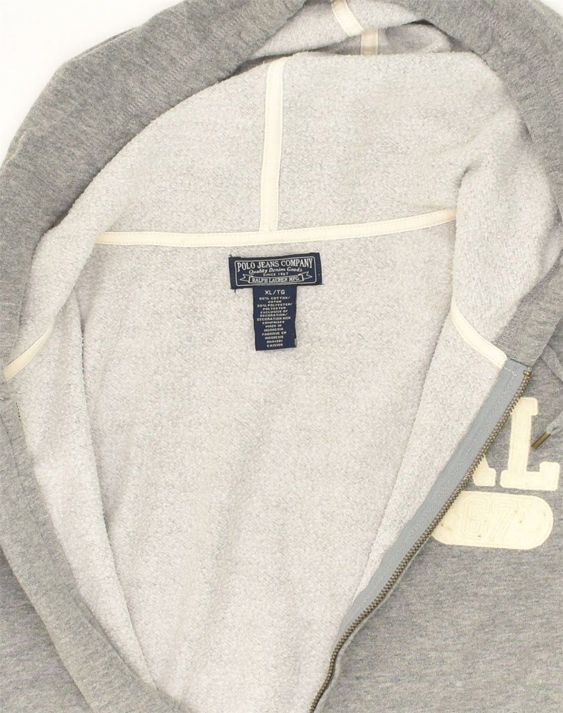 RALPH LAUREN Womens Zip Hoodie Sweater UK 18 XL Grey Cotton | Vintage Ralph Lauren | Thrift | Second-Hand Ralph Lauren | Used Clothing | Messina Hembry 