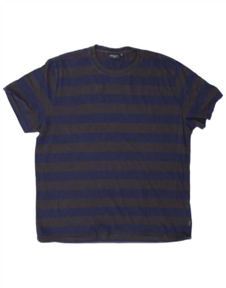 Paul Smith Mens T-Shirt Top XL Blue Striped Cotton