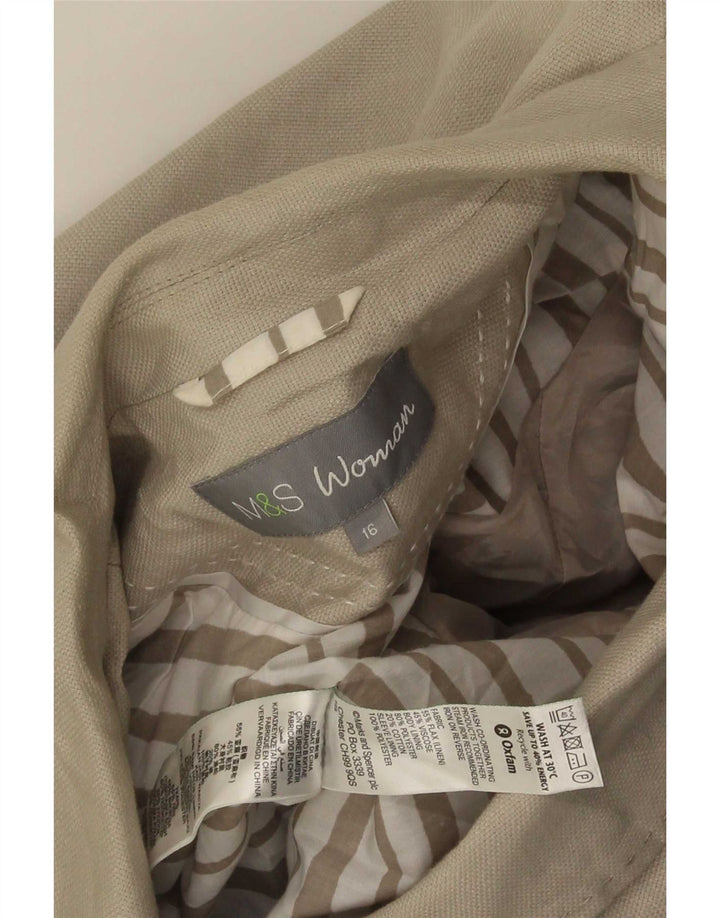 Marks & Spencer Womens 3 Button Blazer Jacket UK 16 Large Green Flax