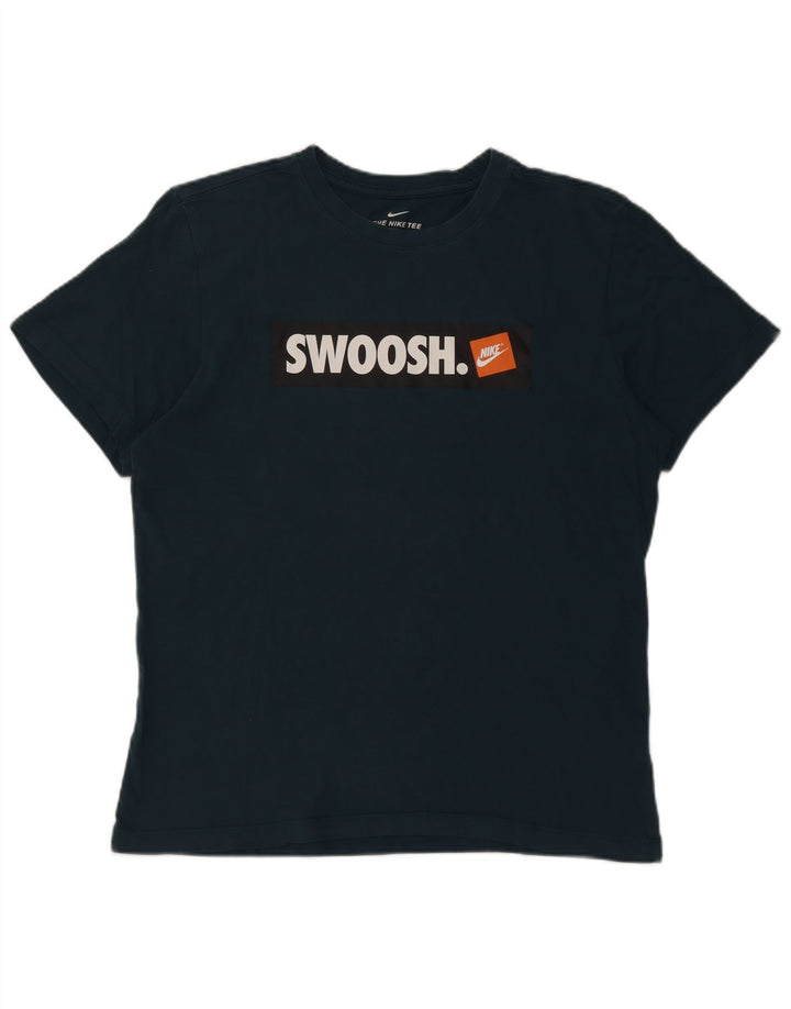 Nike Mens Swoosh Graphic T-Shirt Top Medium Blue Cotton