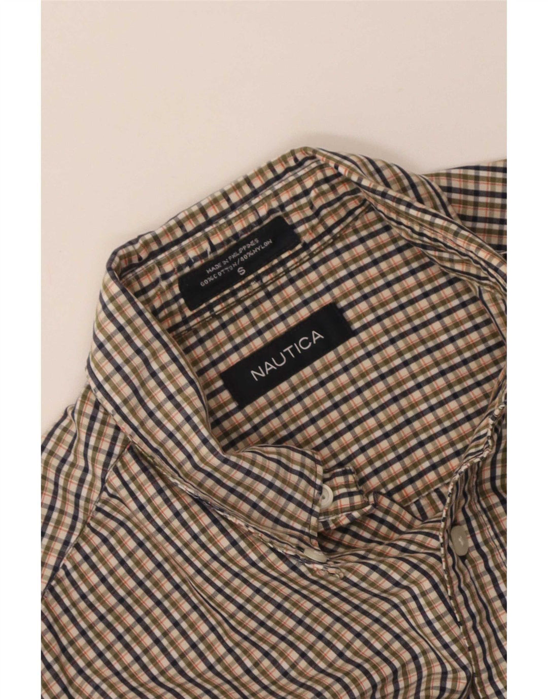 Nautica Mens Short Sleeve Shirt Small Multicoloured Check Cotton