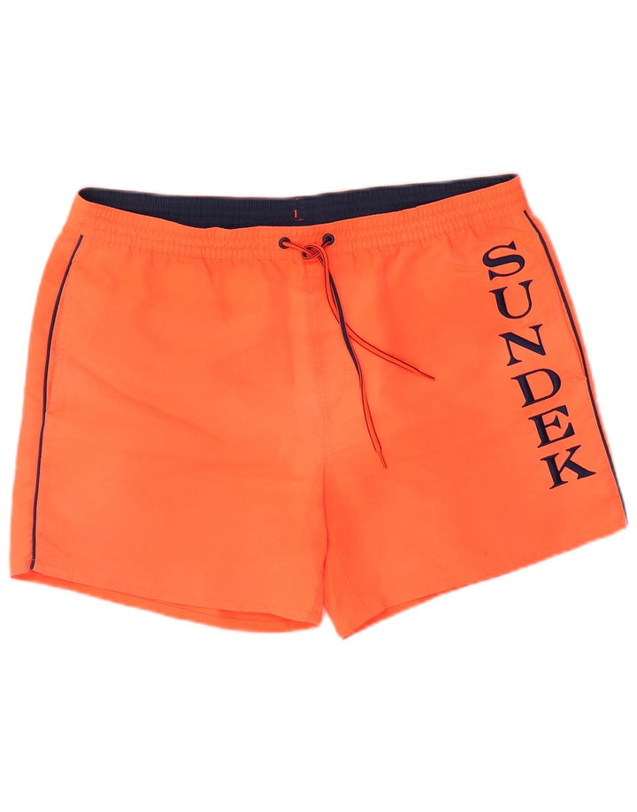 SUNDEK Mens Graphic Swimming Shorts XL Orange Polyester