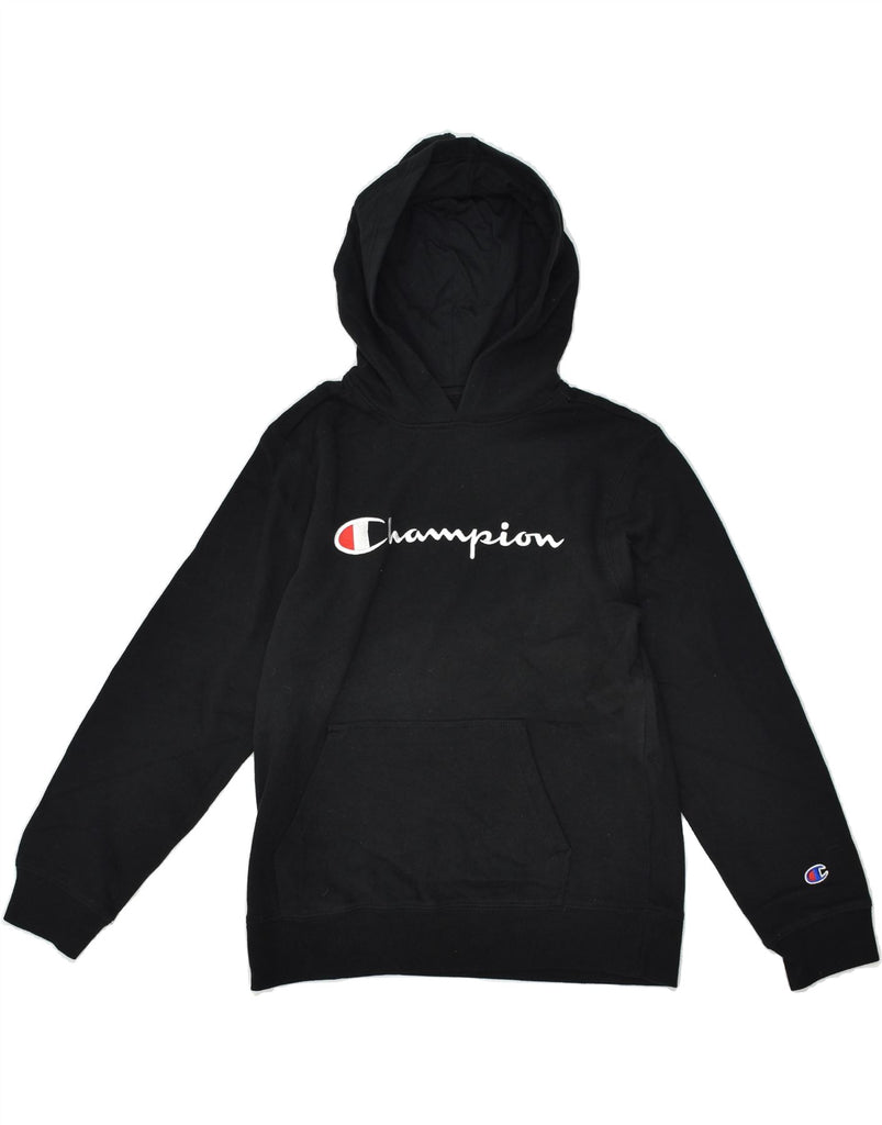 CHAMPION Boys Graphic Hoodie Jumper 11-12 Years Large Black Cotton | Vintage Champion | Thrift | Second-Hand Champion | Used Clothing | Messina Hembry 