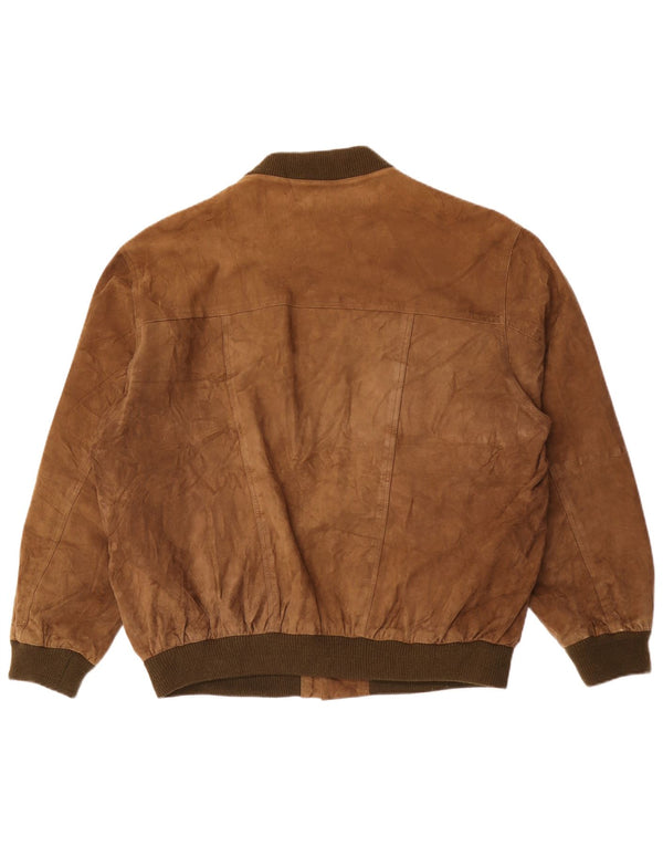 Vintage Mens Bomber Suede Jacket IT 52 XL Brown Leather