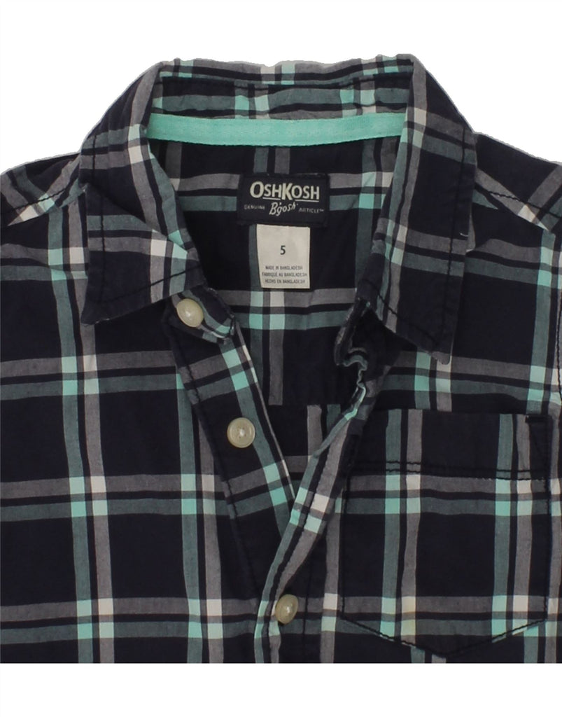 OSH KOSH Boys Short Sleeve Shirt 4-5 Years Navy Blue Check Cotton | Vintage Osh Kosh | Thrift | Second-Hand Osh Kosh | Used Clothing | Messina Hembry 