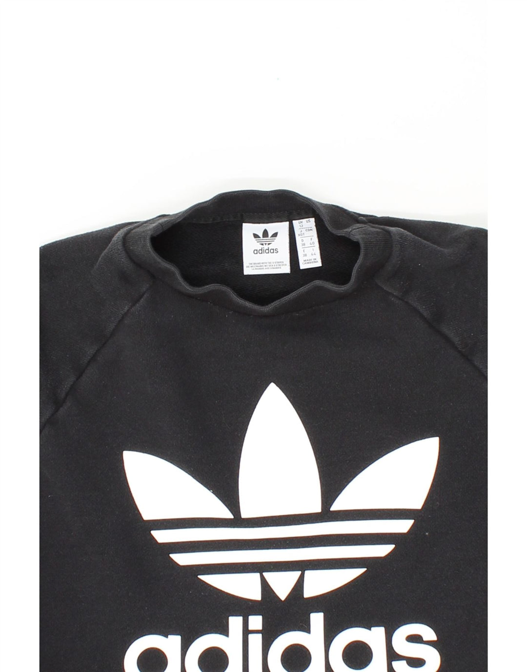ADIDAS Womens Graphic Sweatshirt Jumper UK 12 Medium Black Cotton Vintage Adidas and Second-Hand Adidas from Messina Hembry 