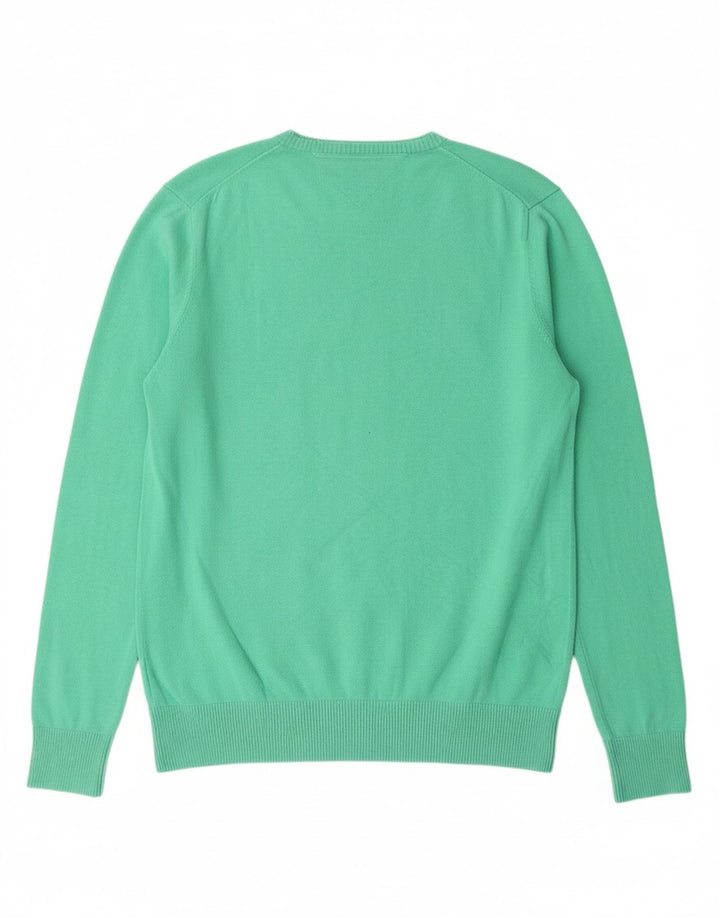 TOMMY HILFIGER Mens V-Neck Jumper Sweater 2XL Green Cotton Classic