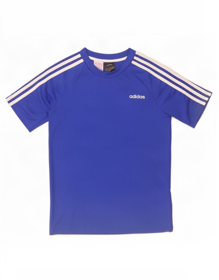 Adidas Boys Climalite T-Shirt Top 9-10 Years Blue Polyester