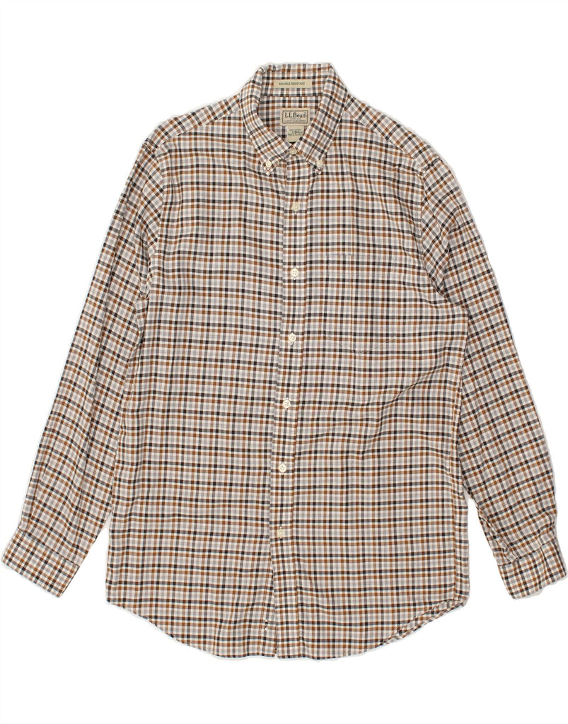 L.L.BEAN Mens Shirt Small Beige Gingham Cotton | Vintage L.L.Bean | Thrift | Second-Hand L.L.Bean | Used Clothing | Messina Hembry 