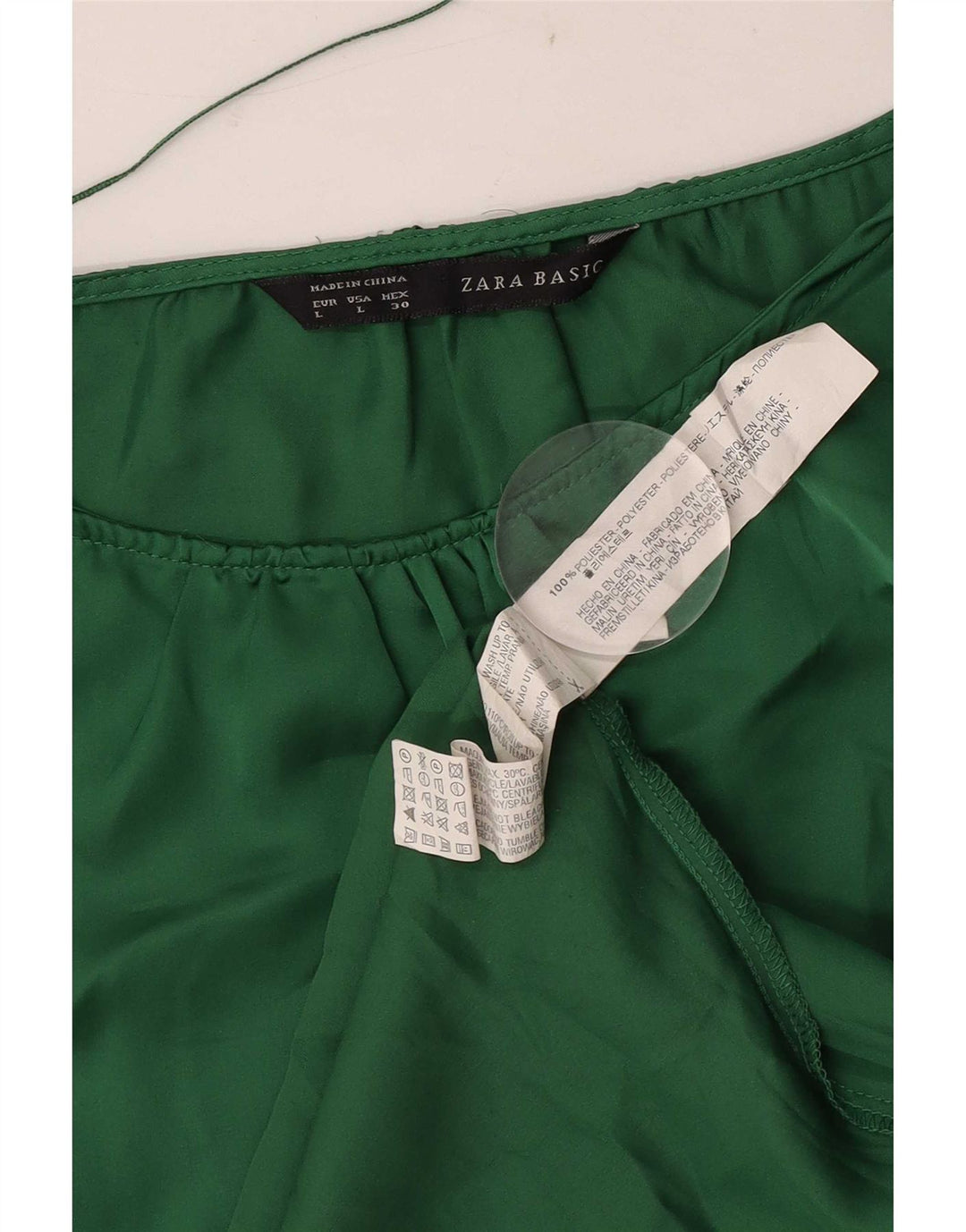 Zara Womens Blouse Top UK 14 Large Green Polyester