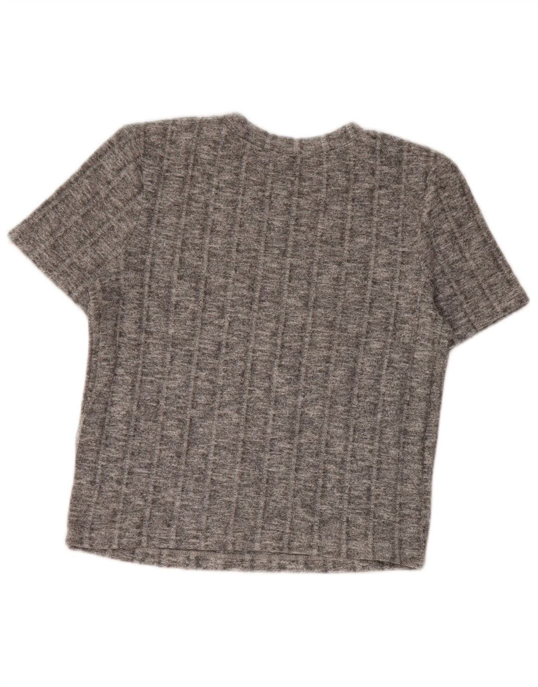 Zara Womens Crop T-Shirt Top UK 10 Small Grey Flecked Polyester
