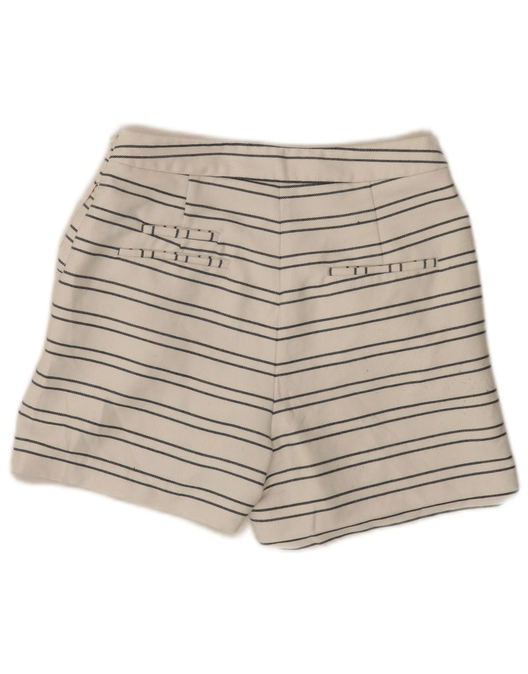 Zara Womens High Waist Chino Shorts Small W26 White Striped Polyester