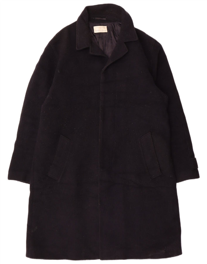 Zara Mens Overcoat UK 40 Large Navy Blue Wool