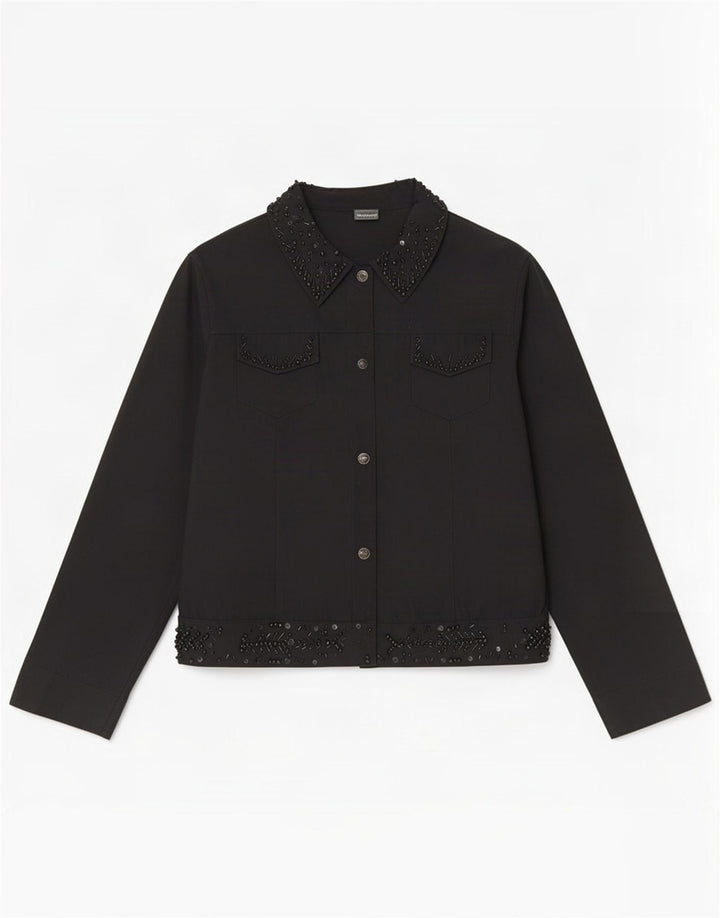 Roccobarocco Womens Bomber Jacket IT 46 Large Black Cotton