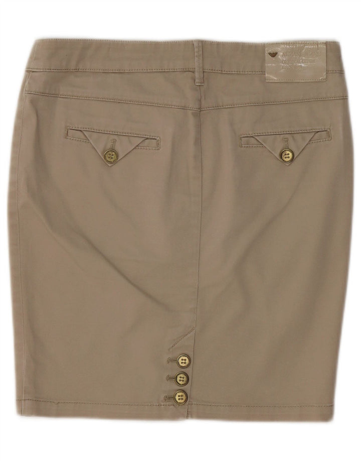 ARMANI Womens Pencil Skirt EU 40 Medium W30  Beige Cotton