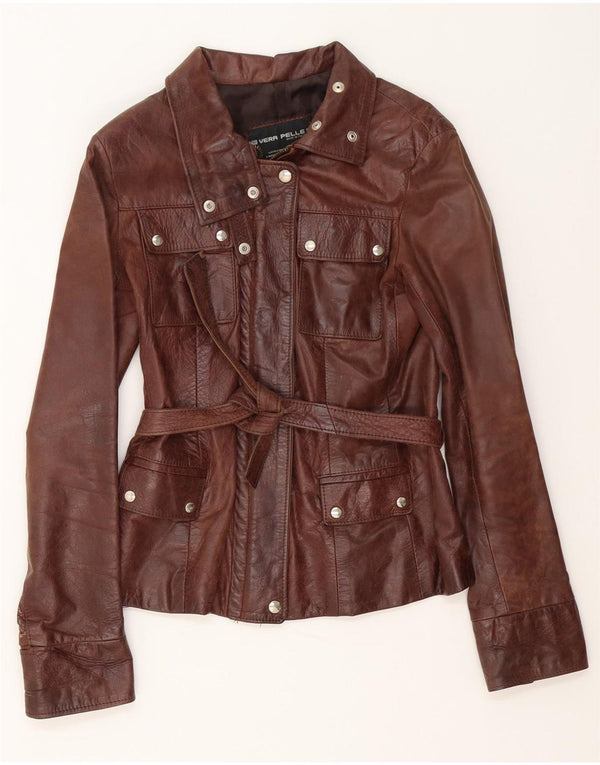 Lavorazione Artigianale Womens Leather Jacket UK 10 Small Brown