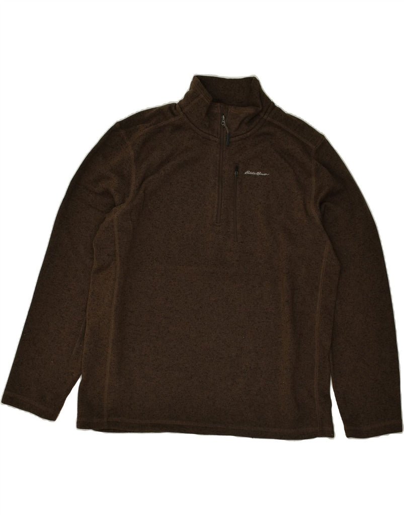 EDDIE BAUER Mens Zip Neck Sweatshirt Jumper XL Brown Polyester | Vintage Eddie Bauer | Thrift | Second-Hand Eddie Bauer | Used Clothing | Messina Hembry 