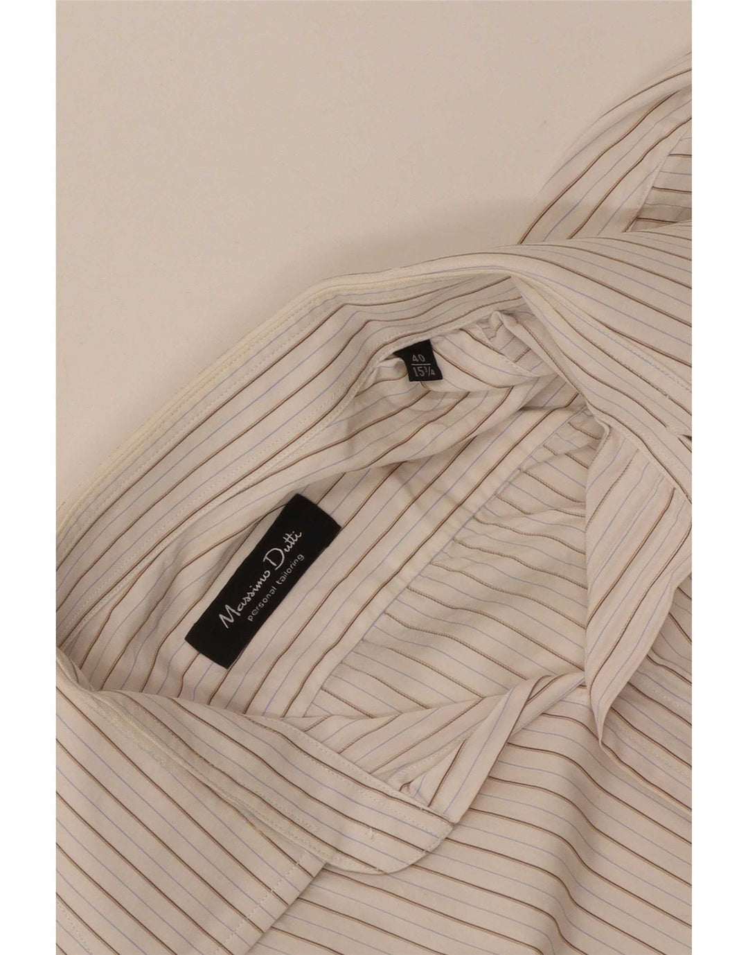 Massimo Dutti Mens Shirt Size 40 15 1/2 Medium White Striped