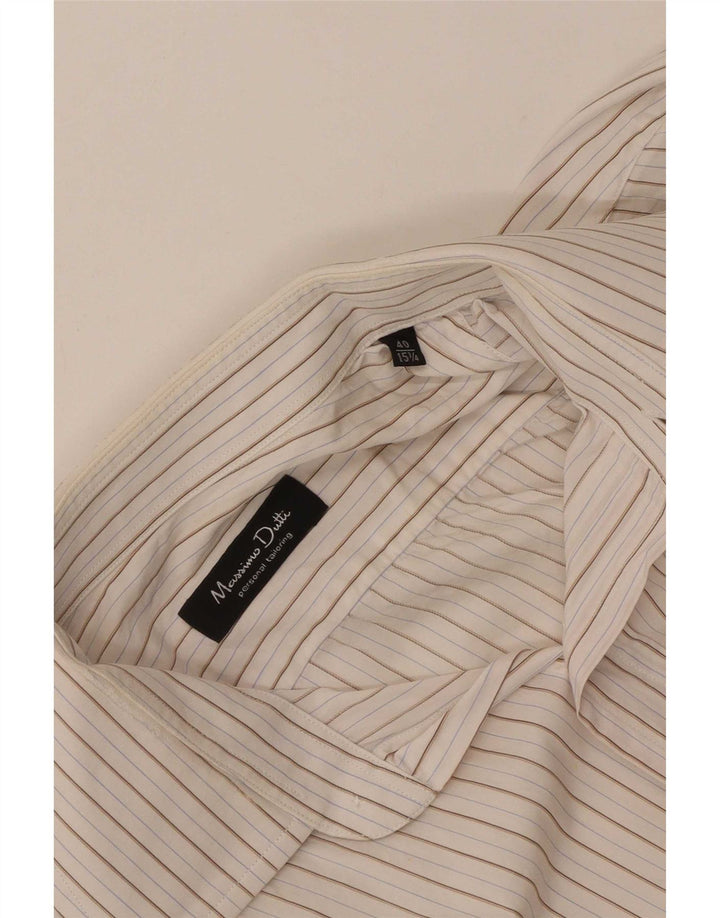 Massimo Dutti Mens Shirt Size 40 15 1/2 Medium White Striped