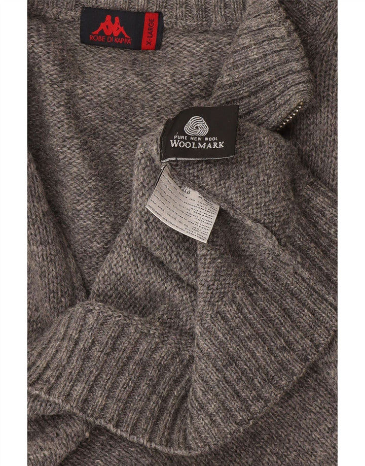 Kappa Mens Cardigan Sweater XL Grey Wool