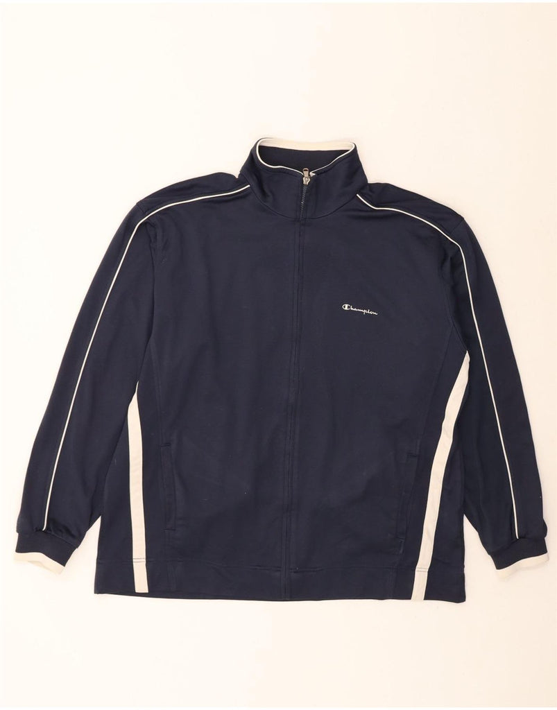 CHAMPION Mens Tracksuit Top Jacket XL Navy Blue Colourblock Polyester Vintage Champion and Second-Hand Champion from Messina Hembry 