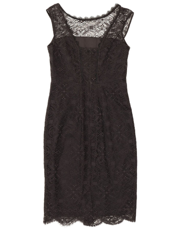 Monsoon Womens Sleeveless Bodycon Dress UK 10 Small Black Floral Nylon
