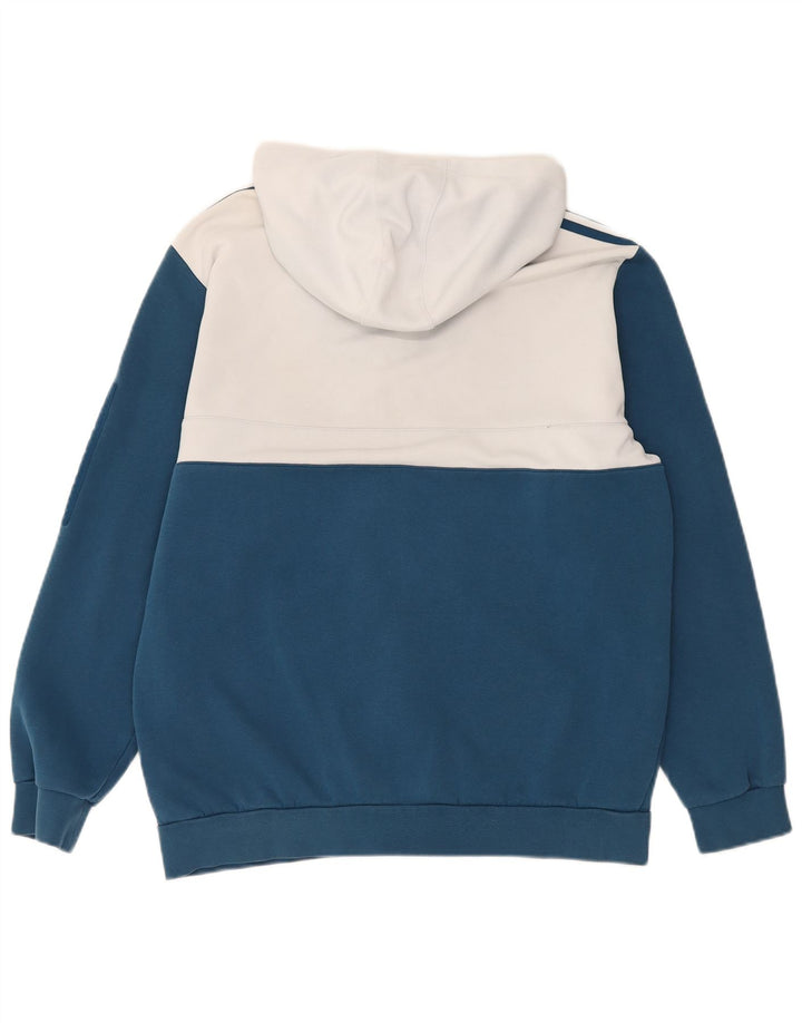 Adidas Mens Zip Hoodie Sweater Large Blue Colourblock Polyester