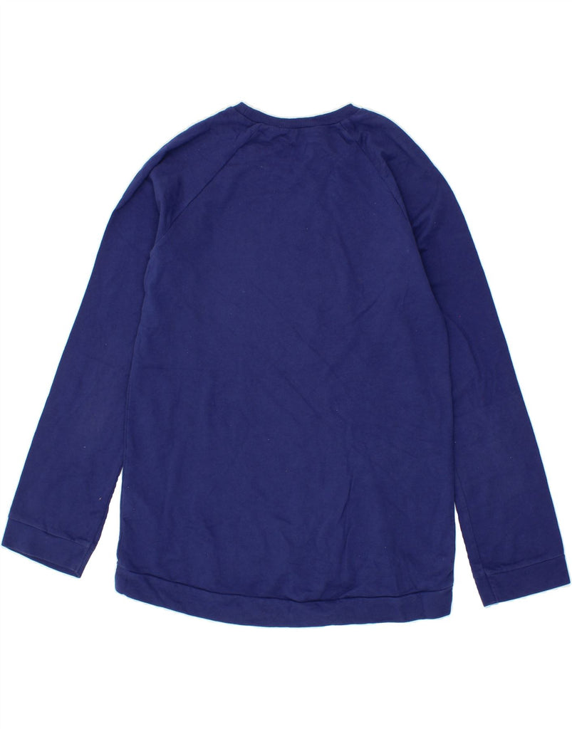 BENETTON Girls Graphic Sweatshirt Jumper 13-14 Years Navy Blue Cotton Vintage Benetton and Second-Hand Benetton from Messina Hembry 