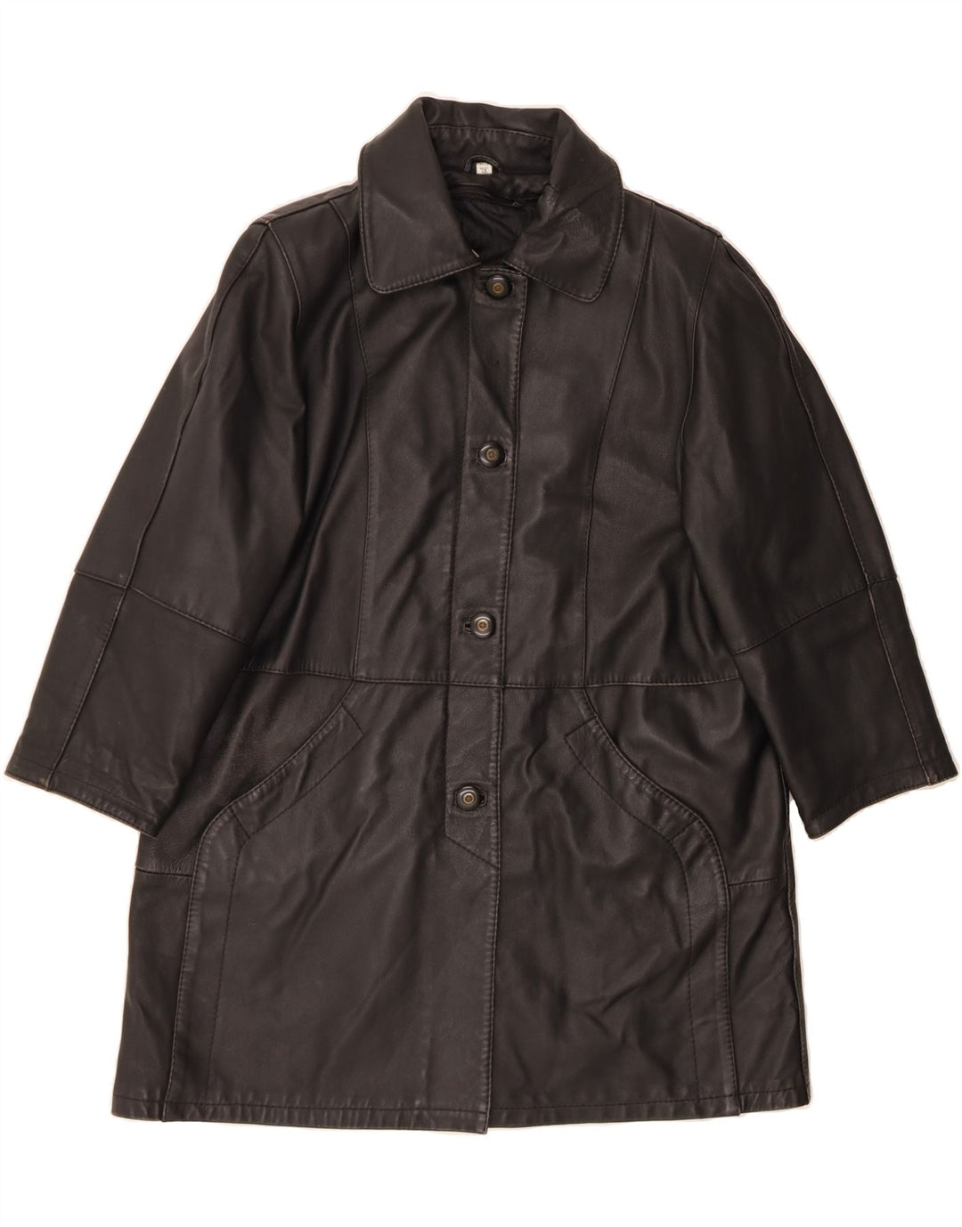 VINTAGE Womens Leather Coat UK 20 2XL Black Vintage Vintage and Second-Hand Vintage from Messina Hembry 