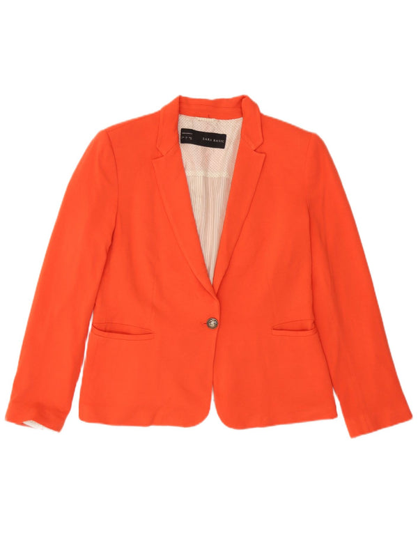 Zara Womens 1 Button Blazer Jacket UK 14 Large Orange Viscose