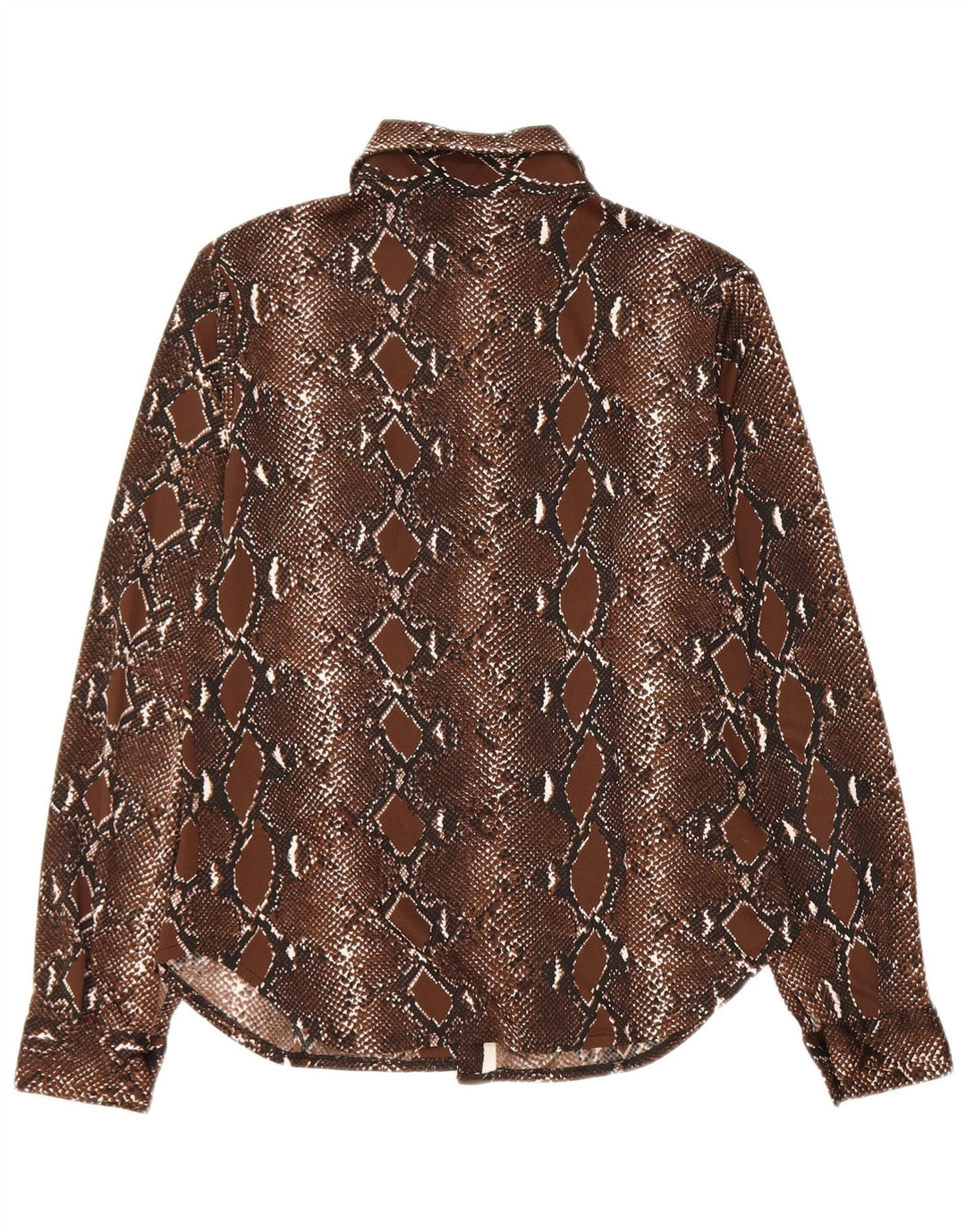 Vintage Womens Shirt Blouse UK 12 Medium Brown Animal Print Polyester