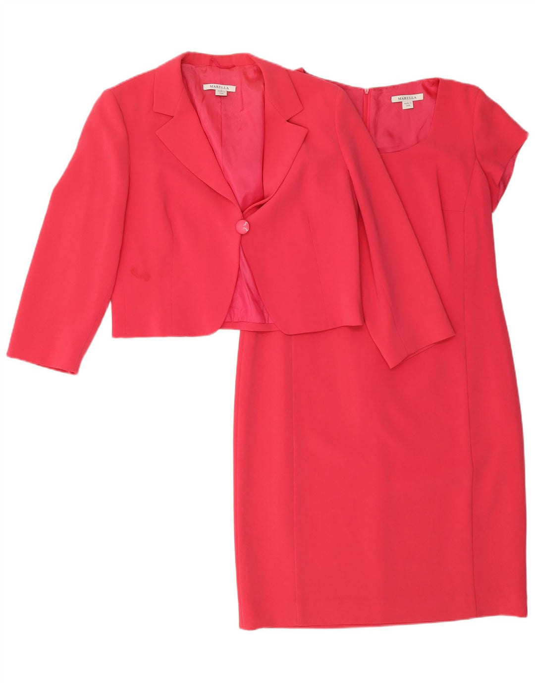 Marella Womens 1 Button 2 Piece Set UK 14 Large  Pink Triacetate
