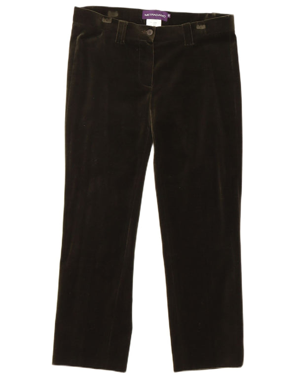 Metradamo Womens Velvet Crop Casual Trousers EU 40 Medium W30 L25 Green