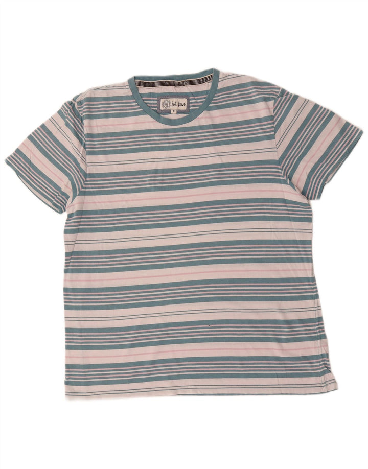 Fat Face Mens T-Shirt Top Medium Blue Striped Cotton