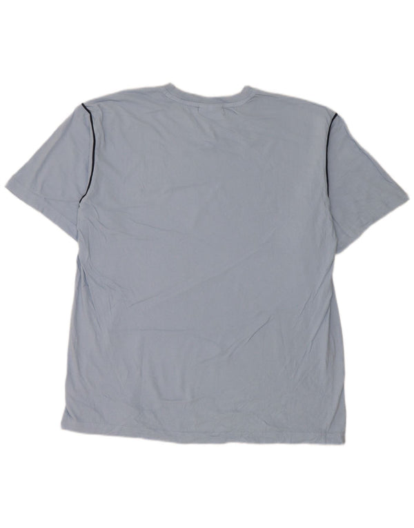Asics Mens T-Shirt Top XL Blue Striped Cotton
