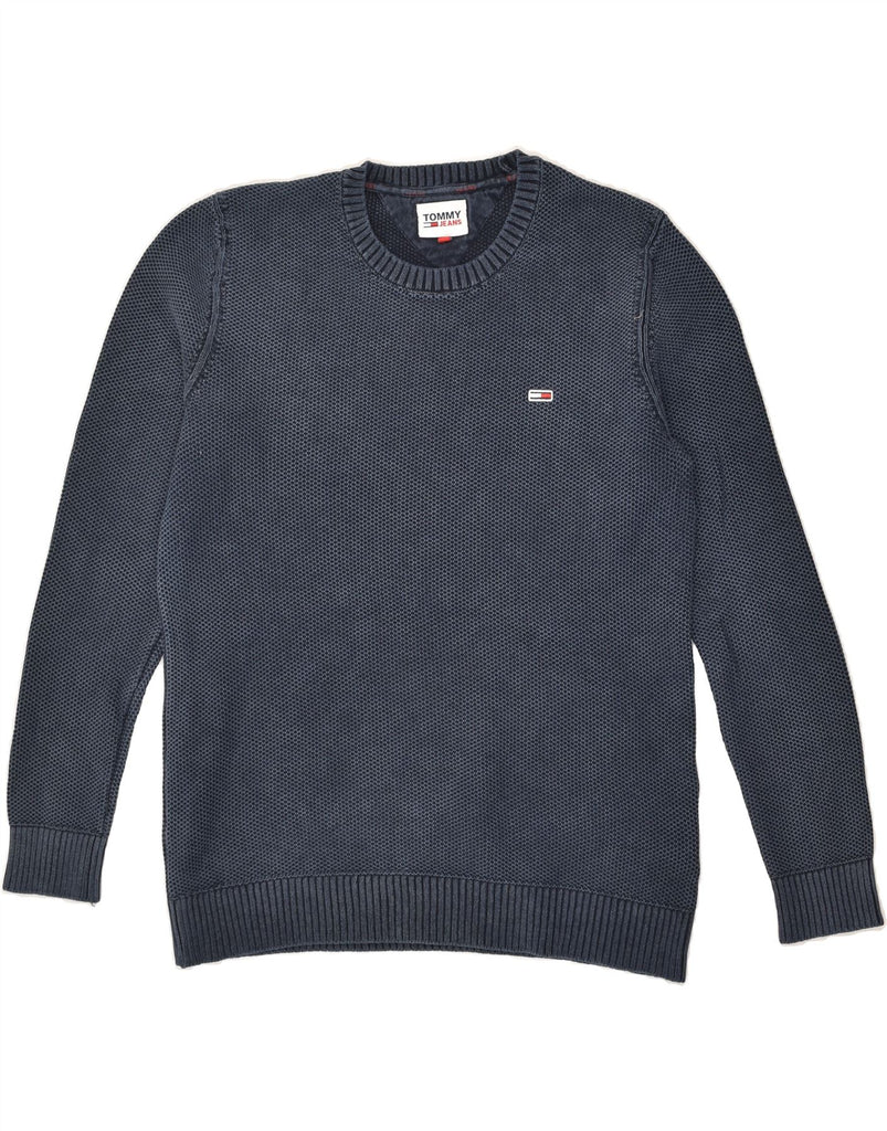 TOMMY HILFIGER Mens Sweatshirt Jumper Medium Navy Blue Cotton | Vintage Tommy Hilfiger | Thrift | Second-Hand Tommy Hilfiger | Used Clothing | Messina Hembry 