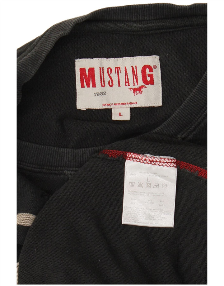 Mustang Mens Graphic Sweatshirt Jumper Large Black Cotton
