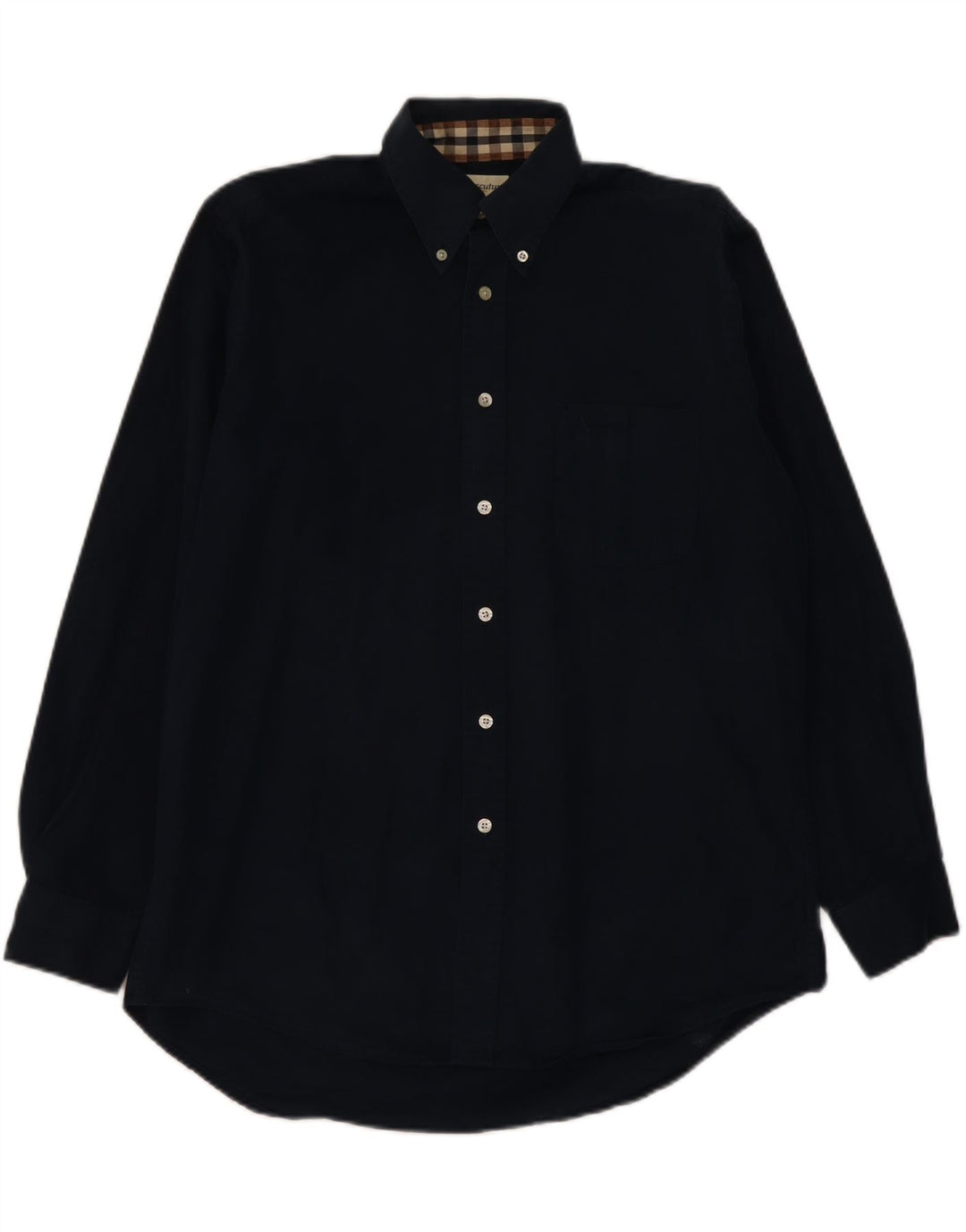 AQUASCUTUM Mens Loose Fit Shirt Medium Navy Blue Cotton