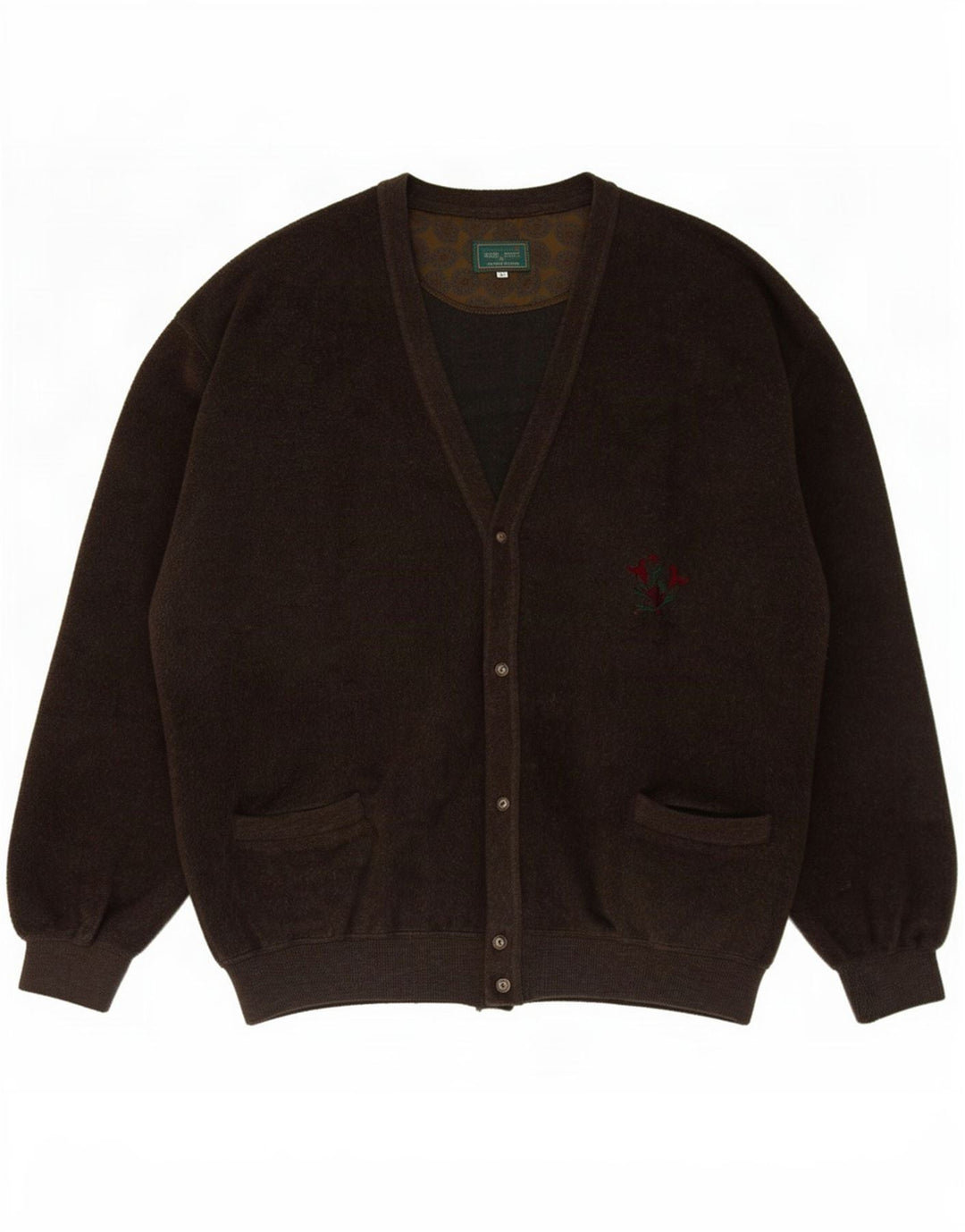 Webb&Scott Mens Cardigan Sweater XL Brown Virgin Wool