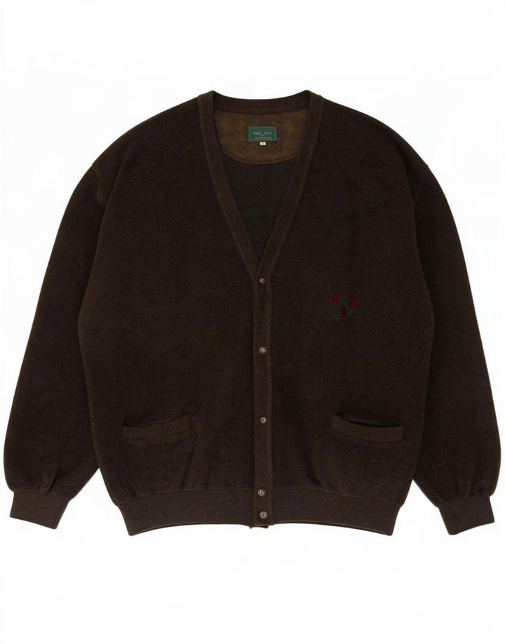 Webb&Scott Mens Cardigan Sweater XL Brown Virgin Wool