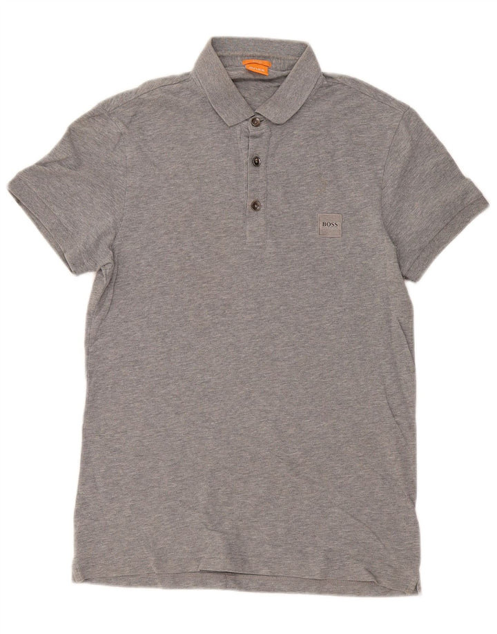 Hugo Boss Mens Slim Fit Polo Shirt Small Grey Cotton