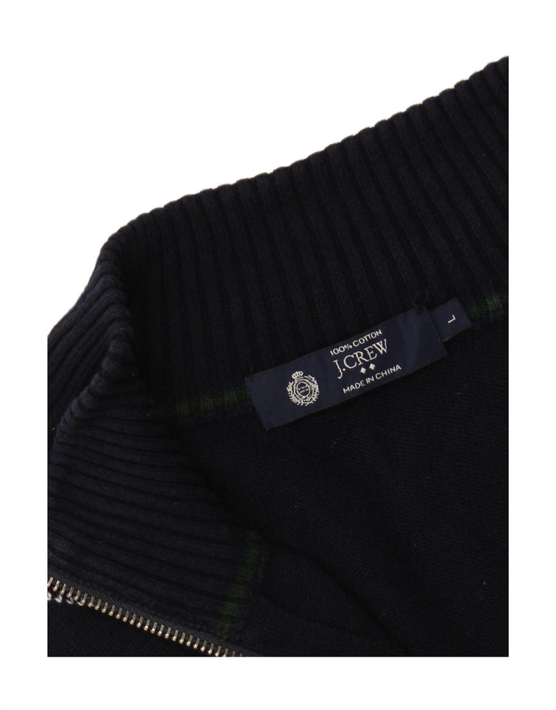 J. CREW Mens Zip Neck Jumper Sweater Large Navy Blue Argyle/Diamond Cotton Vintage J. Crew and Second-Hand J. Crew from Messina Hembry 