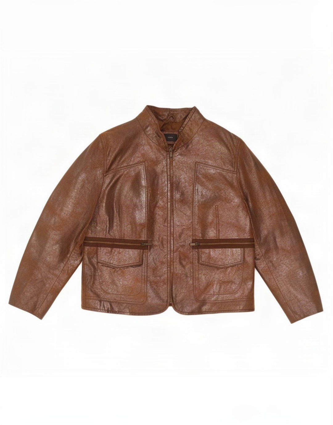 BVS Womens Leather Jacket EU 43 Large Brown
