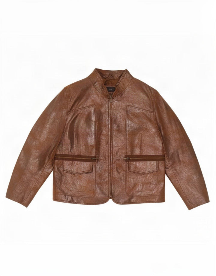 BVS Womens Leather Jacket EU 43 Large Brown