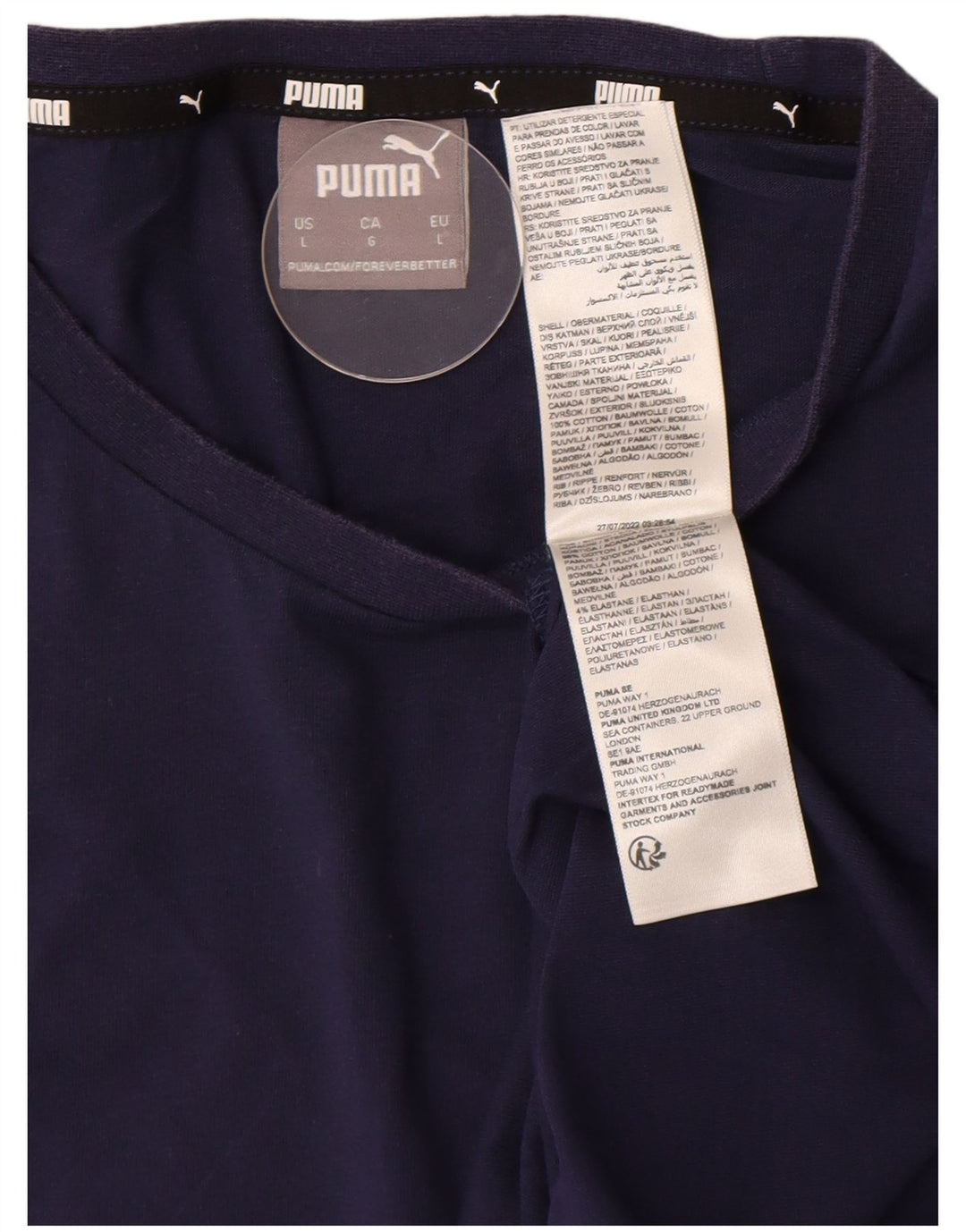 Puma Mens T-Shirt Top Large Navy Blue Cotton