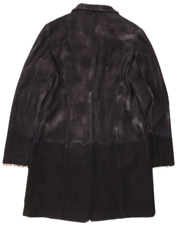 Moschino Womens Overcoat UK 14 Medium Black Colourblock Wool