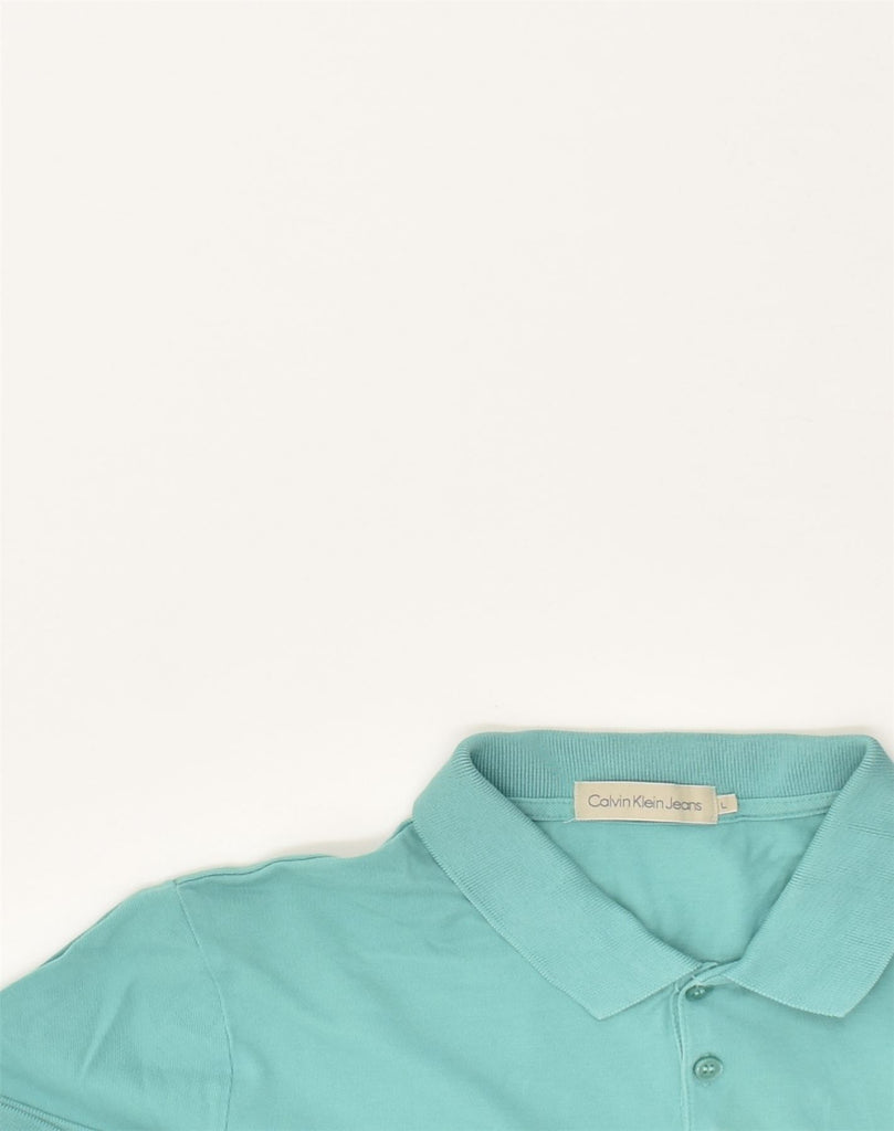 CALVIN KLEIN Mens Polo Shirt Large Turquoise Cotton | Vintage Calvin Klein | Thrift | Second-Hand Calvin Klein | Used Clothing | Messina Hembry 