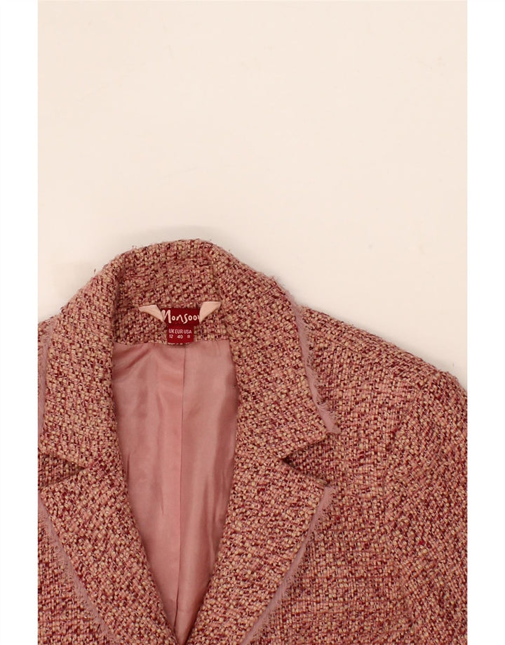 MONSOON Womens 1 Button Blazer Jacket UK 12 Medium Maroon Acrylic Vintage Monsoon and Second-Hand Monsoon from Messina Hembry 