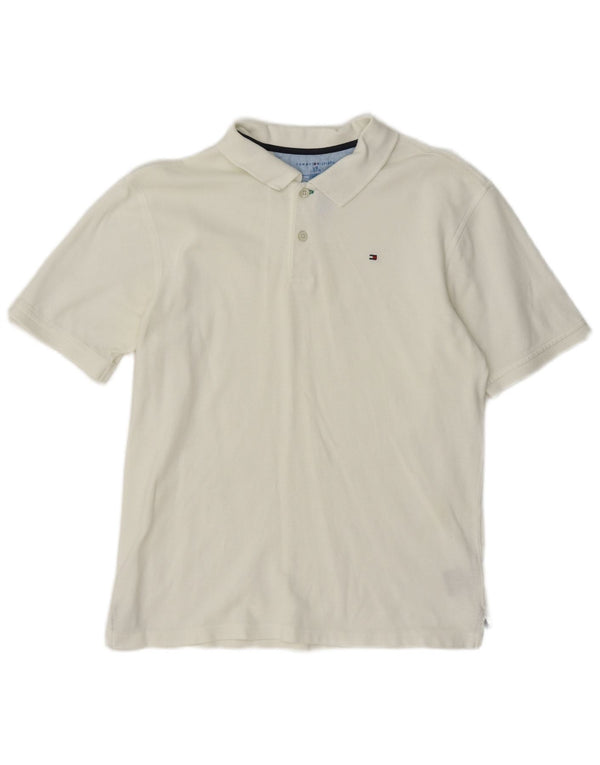 Tommy Hilfiger Boys Polo Shirt 12-13 Years Large White Cotton