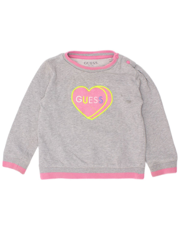 Guess Baby Girls Graphic Sweatshirt Jumper 18-24 Months Grey Colourblock